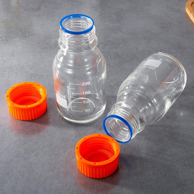 BKMAMLAB 250ml Round Media Storage Bottles with GL45 Screw Cap Borosilicate Glass Maximum temperature 249.8°F Pack of 3 - Image 3